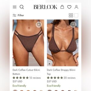 BERLOOK Dark Coffee Strappy Bikini Set